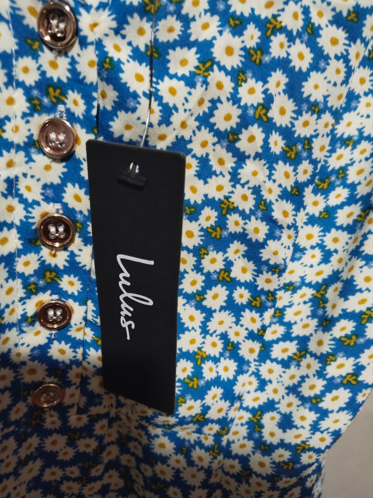 LULUS|S|BUST 15|Darling Daisies Blue Floral Print Midi Dress