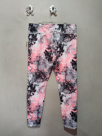 SPRING SEASON|XL|WAIST 34|White Gray & Pink Splatter Ankle Leggings