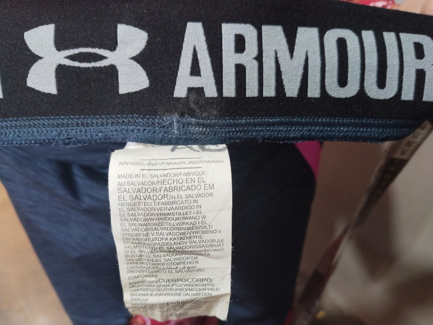 UNDER ARMOUR|L|WAIST 30| Navy Blue Hot Pink Insert Space Dye Athletic Pants