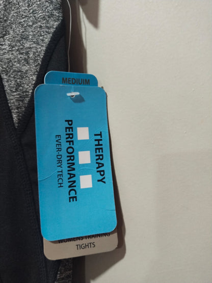 THERAPY|M|WAIST 28|Black and Gray Color-Block Leggings with Stretchy Fit