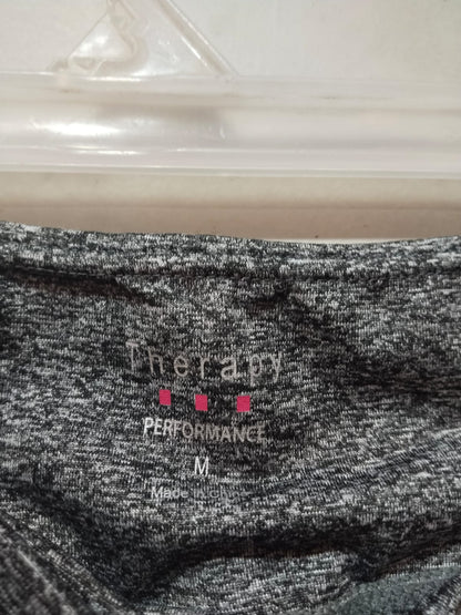 THERAPY|M|WAIST 28|Black and Gray Color-Block Leggings with Stretchy Fit