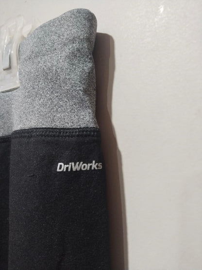 ATHLETIC WORKS|M|WAIST 32|Black & Grey High-Waisted Gym Leggings with Contrast Panels