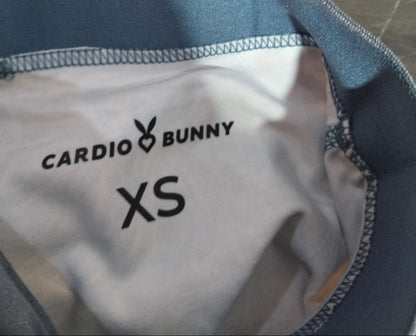CARDIO BUNNY|XS|WAIST 21|Seamless High-Waisted Blue and Beige Print Leggings