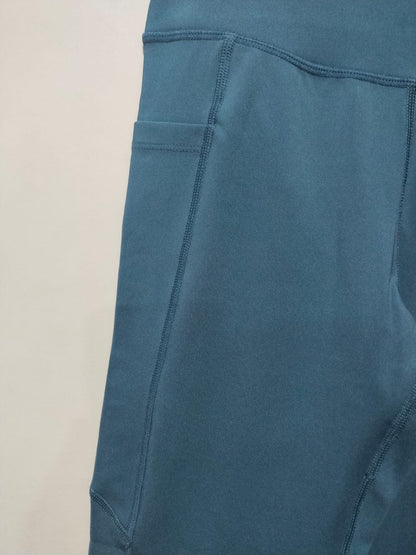 CRANE PERFORMANCE|XS|WAIST 22|Teal Blue High-Waisted Active Leggings with Side Pockets
