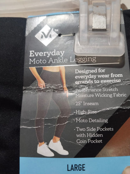 MEMBERS MARK|L|WAIST 30| "Madison Moto" Capri Leggings Black