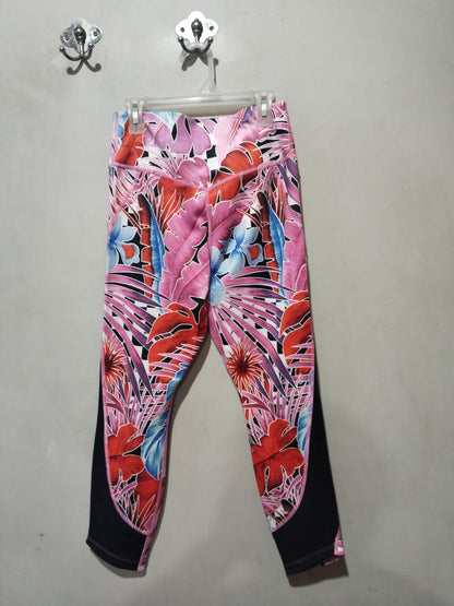 NIKE DRIFIT|M|WAIST 26|One Floral Graphic Print Tights M Fuchsia Pink Blue
