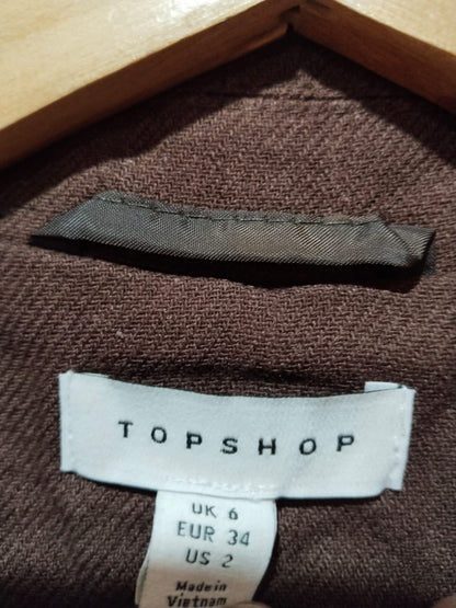 TOPSHOP|XS/S|BUST S| Oversized Open Back Blazer Brown