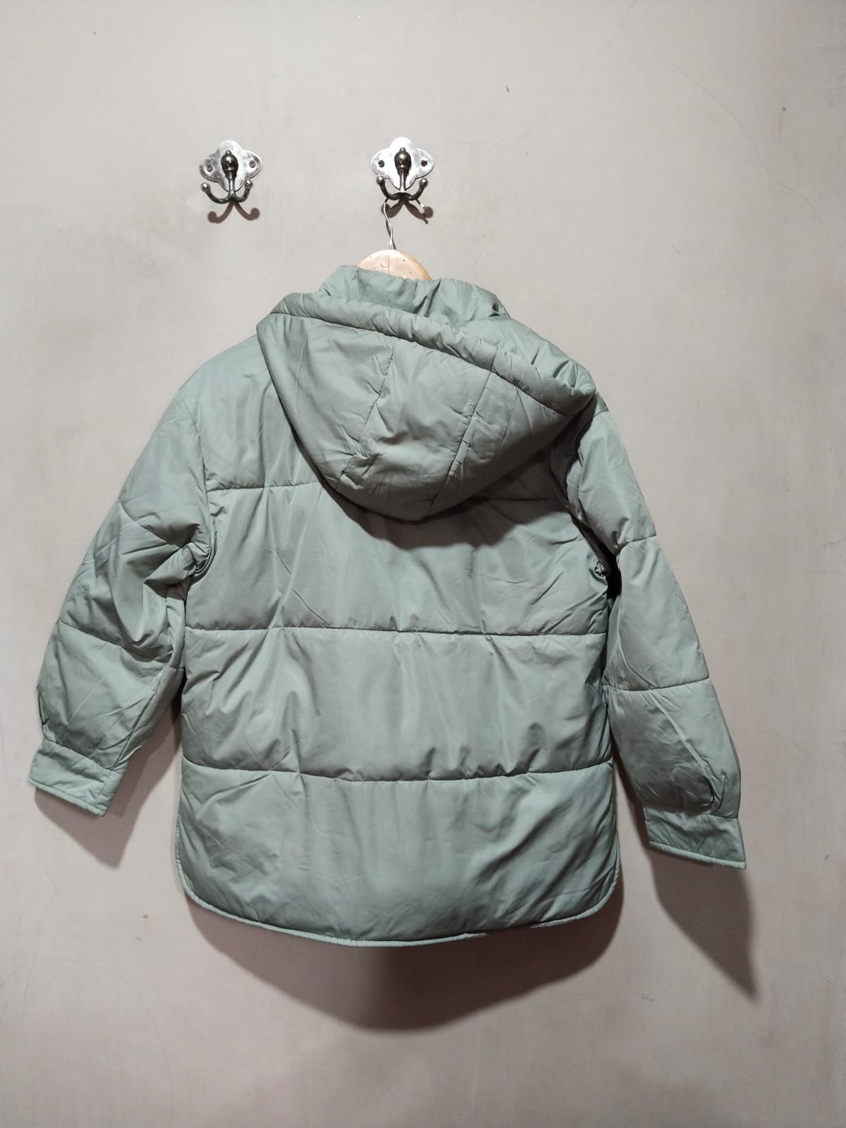 PAPAYA|M|BUST 21|LIGHT GREEN HOODED OVERSIZED PUFFER JACKET