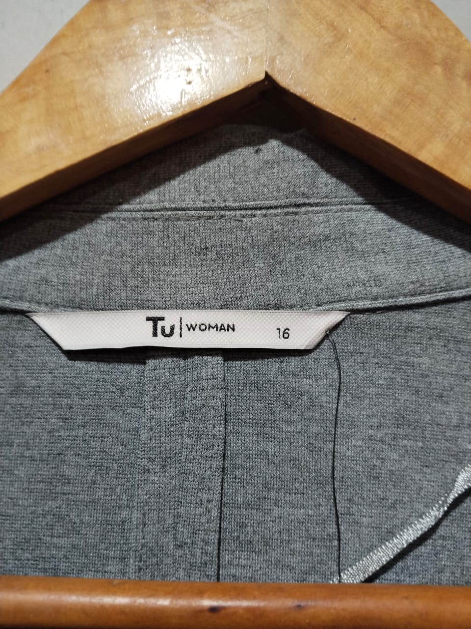 TU WOMAN |L|BUST 24| GREY JERSEY KNIT DOUBLE-BREASTED BLAZER