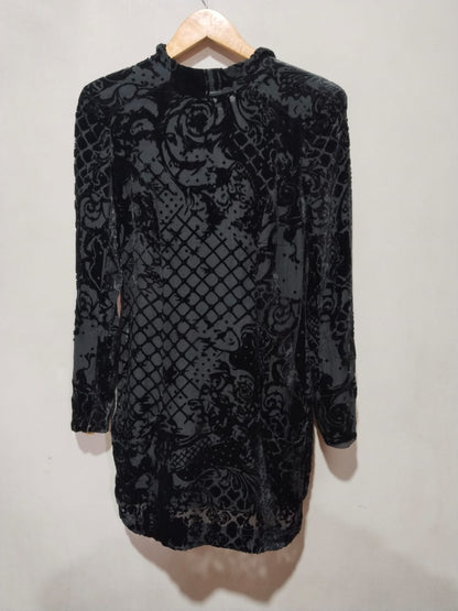 H&M BALLMAN PARIS|M|BUST 17|BLACK VELVET MINI BODYCON DRESS