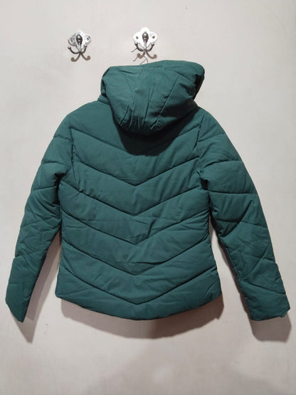 QIHOYN|L|BUST 19|GREEN PADDED JACKET WITH RED AND GREEN STRIPES