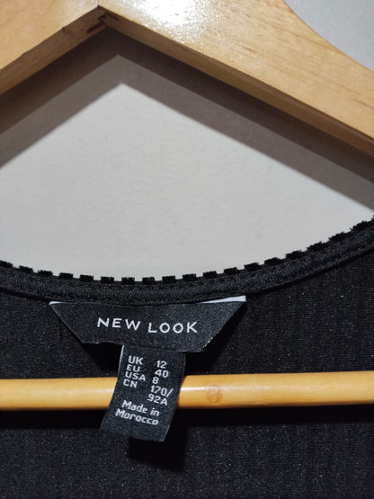 NEW LOOK|M|BUST 18| BLACK SHORT SLEEVE PLISSÉ JUMPSUIT