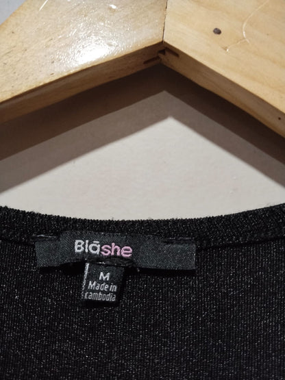 BIASHE|M|BUST 14|CHARCOAL TWIST-FRONT V-NECK LONG SLEEVE BODYSUIT