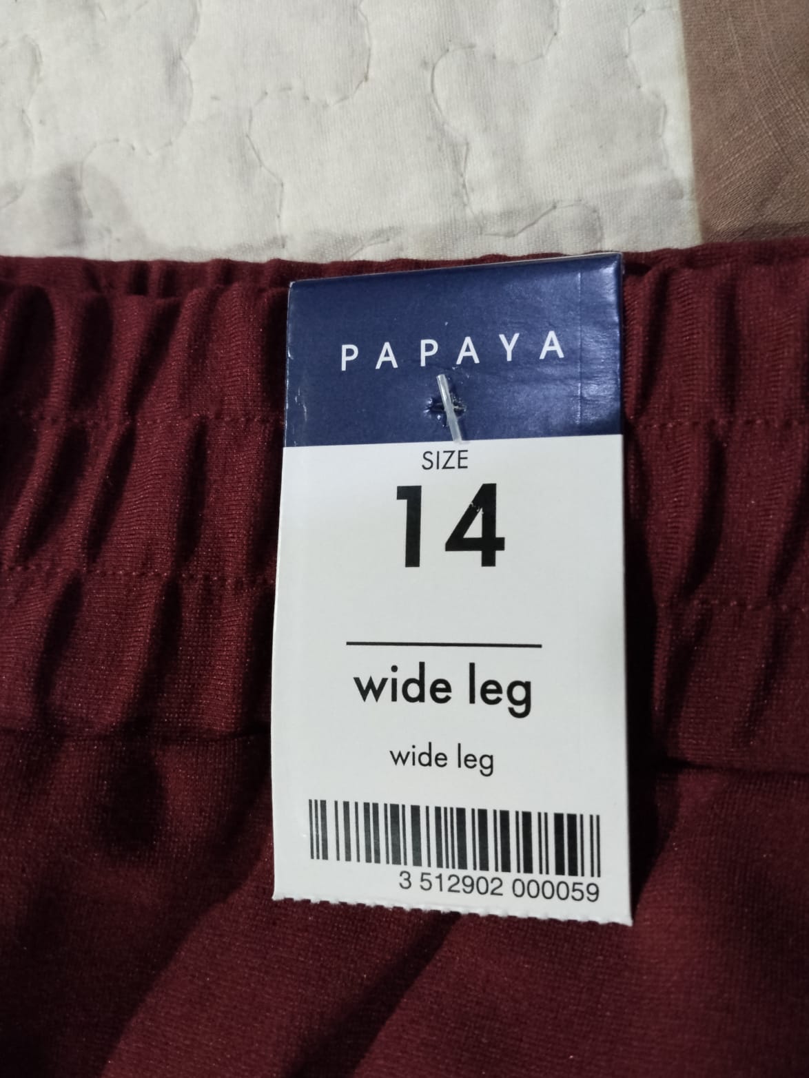 PAPAYA|L|WAIST 32| BURGUNDY WIDE-LEG TRACK PANTS