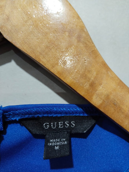 GUESS|M|BUST 15|BLACK AND BLUE COLOR BLOCK CROP TOP