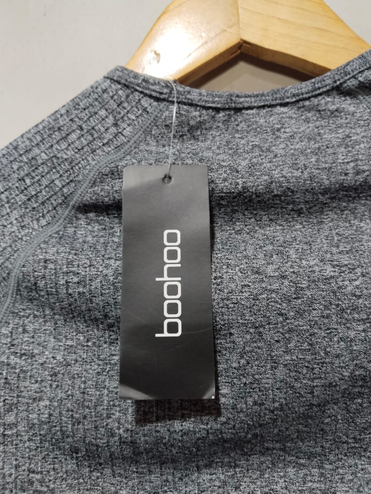 BOOHOO|L|BUST 13|HEATHER GRAY SEAMLESS LONG SLEEVE CROP TOP