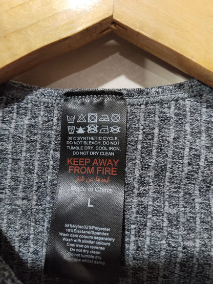 BOOHOO|L|BUST 13|HEATHER GRAY SEAMLESS LONG SLEEVE CROP TOP