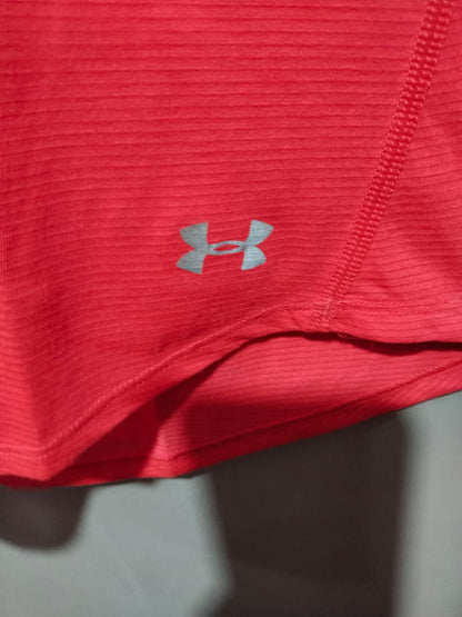 UNDER ARMOUR|S/M|BUST 17|CORAL PINK SHORT SLEEVE ATHLETIC T-SHIRT
