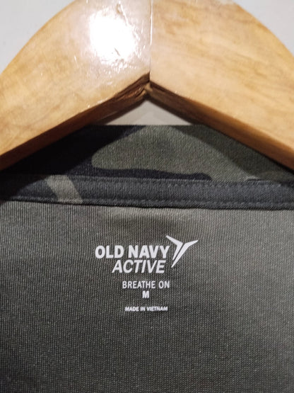 OLD NAVY ACTIVE|M|BUST 17|CAMOUFLAGE LONG SLEEVE TWIST FRONT TOP