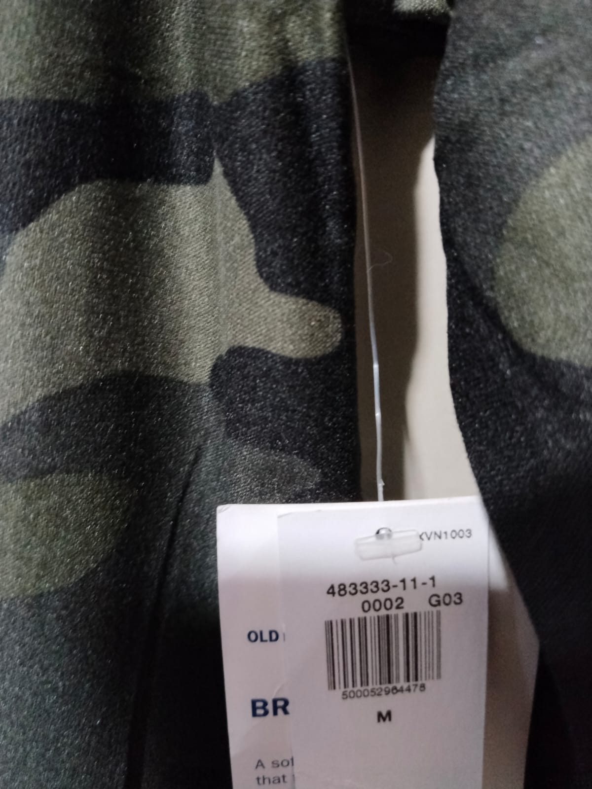 OLD NAVY ACTIVE|M|BUST 17|CAMOUFLAGE LONG SLEEVE TWIST FRONT TOP