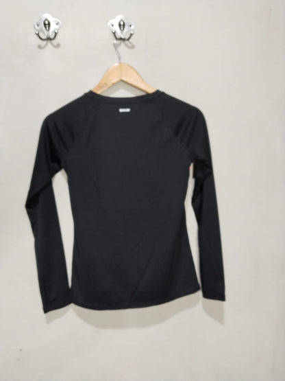 QUICK DRI |L/XL|BUST 15|BLACK AND PINK LONG SLEEVE ATHLETIC T-SHIRT