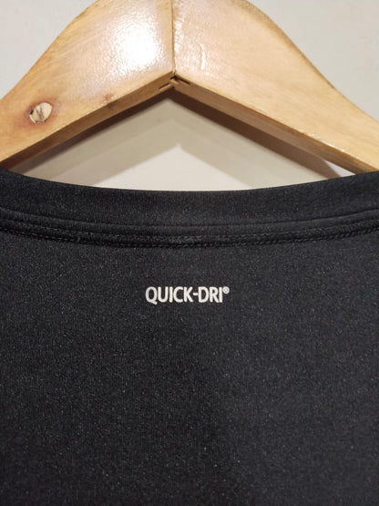 QUICK DRI |L/XL|BUST 15|BLACK AND PINK LONG SLEEVE ATHLETIC T-SHIRT