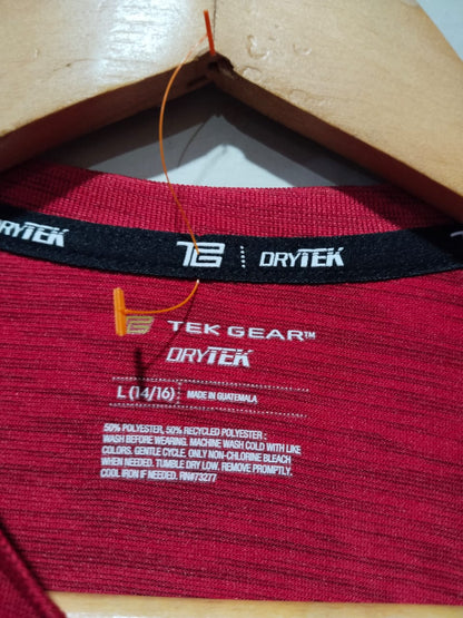TEK GEAR |L|BUST 17|DRY TEK RED HEATHERED ATHLETIC T-SHIRT
