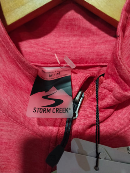 STORM CREEK |M|BUST 18|CORAL HEATHERED CUTTER & BUCK HALF-ZIP PULLOVER