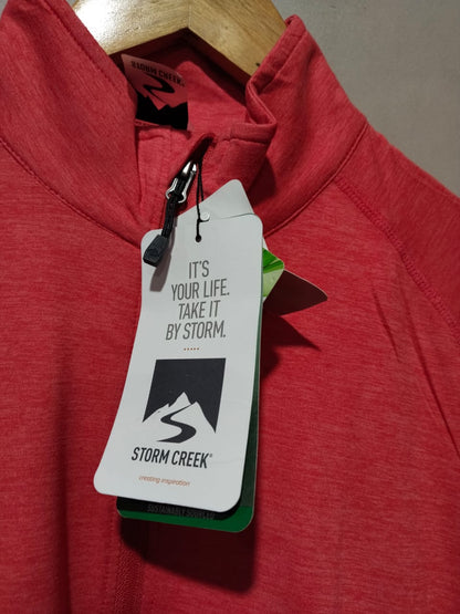 STORM CREEK |M|BUST 18|CORAL HEATHERED CUTTER & BUCK HALF-ZIP PULLOVER