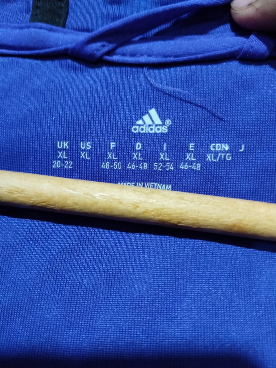 ADIDAS|XL|BUST 24|BLUE ADIDAS QUILTED FULL ZIP HOODIE