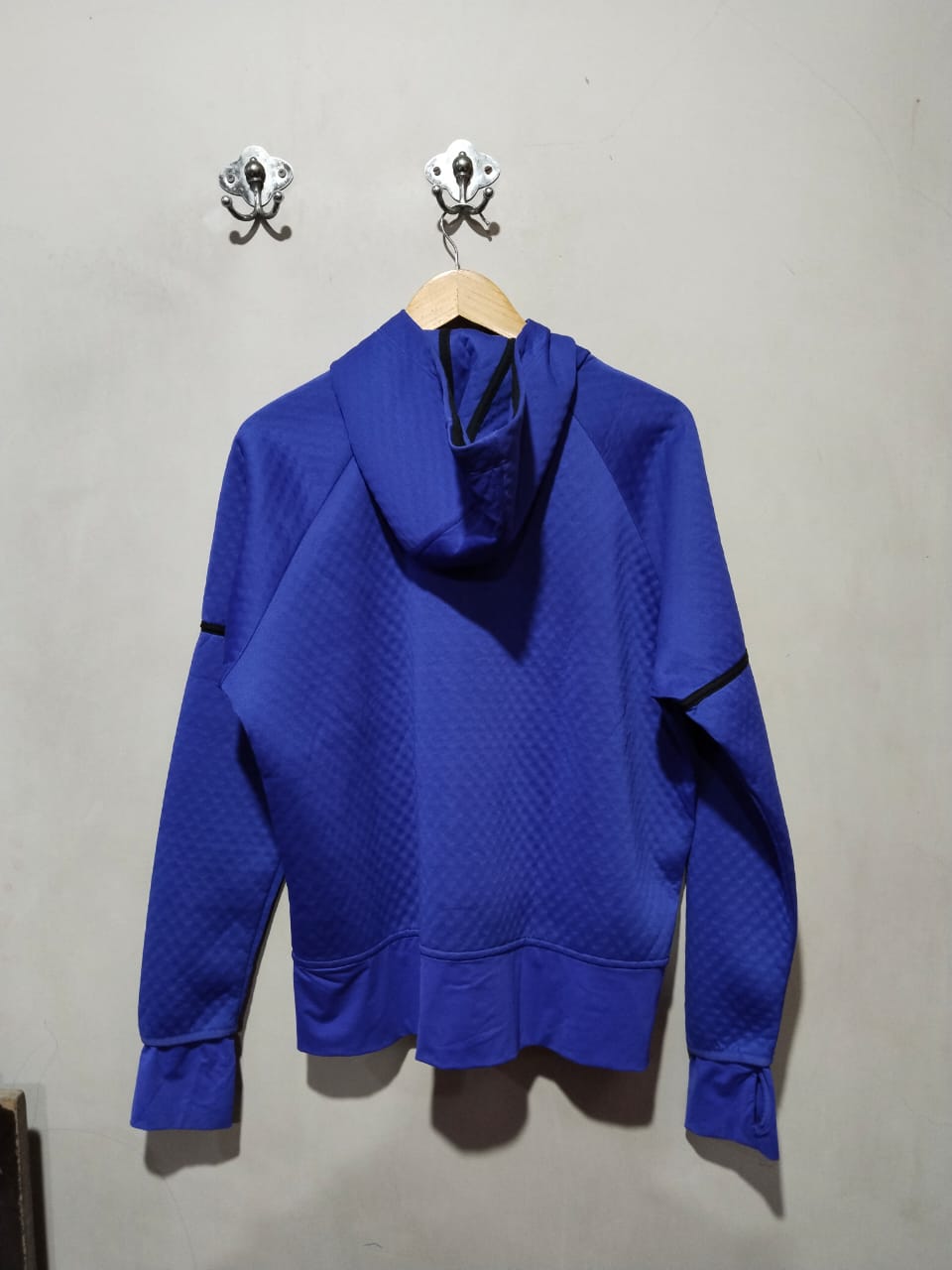 ADIDAS|XL|BUST 24|BLUE ADIDAS QUILTED FULL ZIP HOODIE