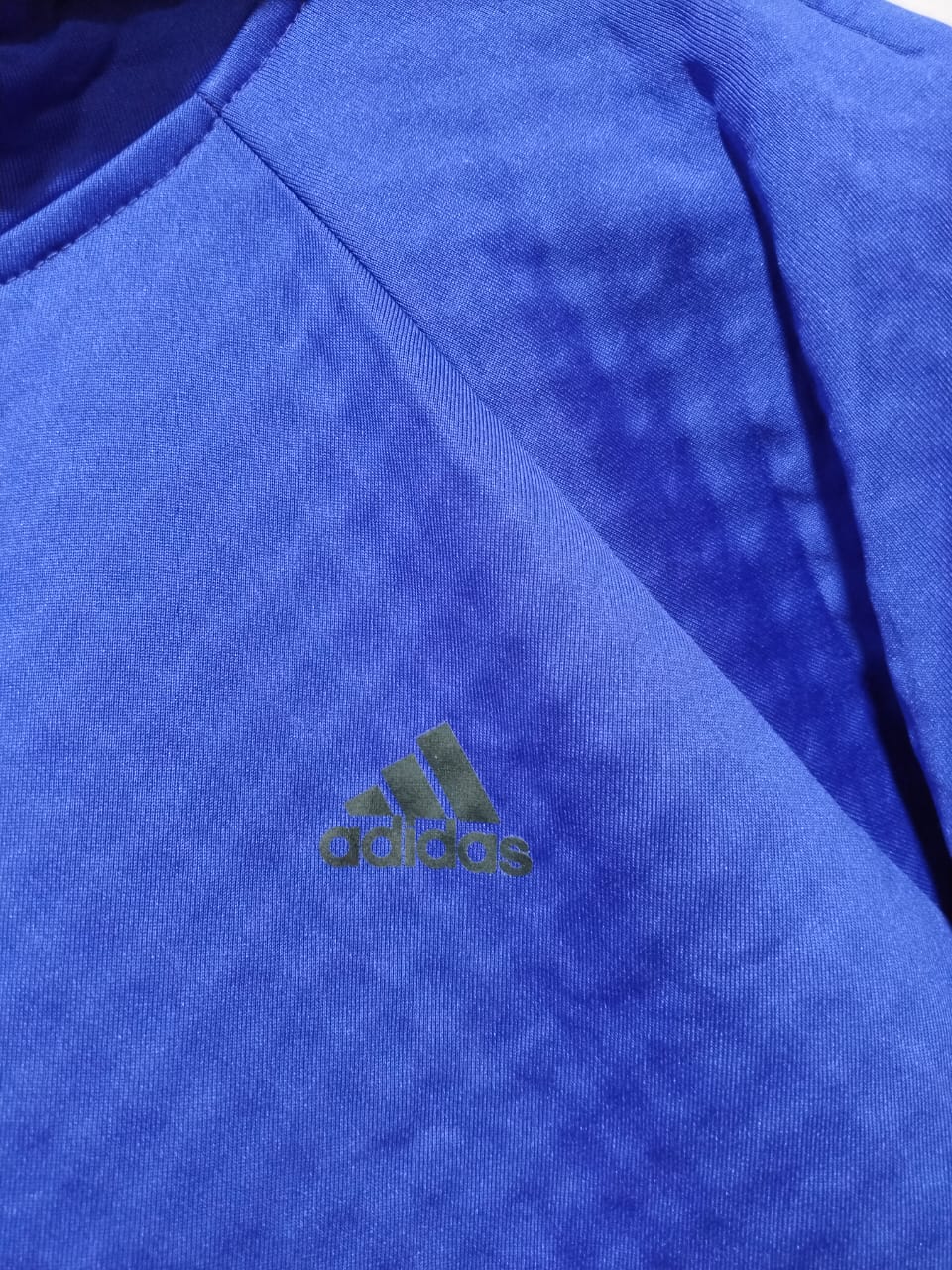 ADIDAS|XL|BUST 24|BLUE ADIDAS QUILTED FULL ZIP HOODIE