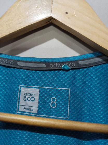 ACTIVE&CO|S/M|BUST 16|TEAL BLUE SHORT SLEEVE ATHLETIC T-SHIRT