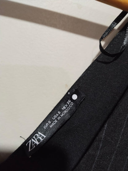 ZARA|S|BUST 17|Black Pinstripe Midi Dress with Pockets