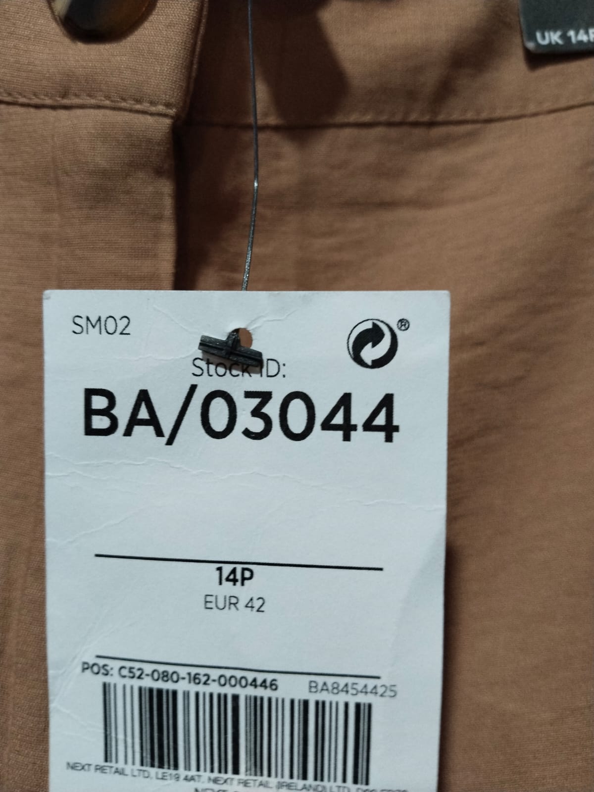 NEXT|L|WAIST 32|Beige Wide Leg Pleated Pants