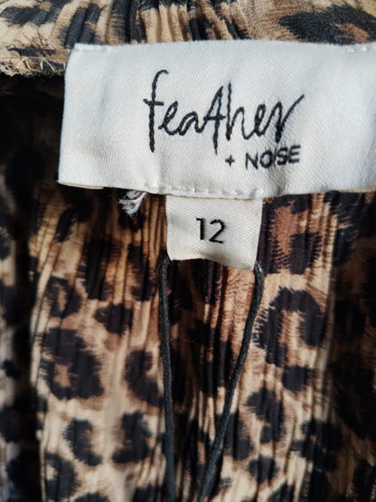 FEATHER NOISE|M|WAIST 28|Leopard Print Wide Leg Pants