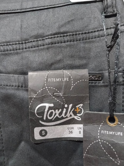 TOXIK|XS/S|WAIST 24|Black Faux Leather Flare Pants