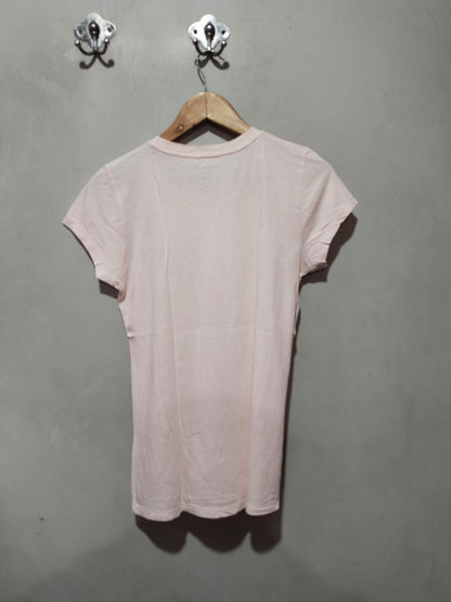 CALVIN KLEIN |S|BUST 17|Women's Pink Short-Sleeve Logo Tee