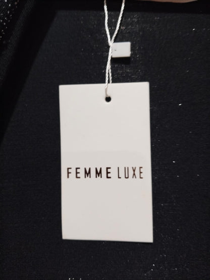 FEMME LUXE|S/M|BUST 17|Black Shimmer Draped Cardigan