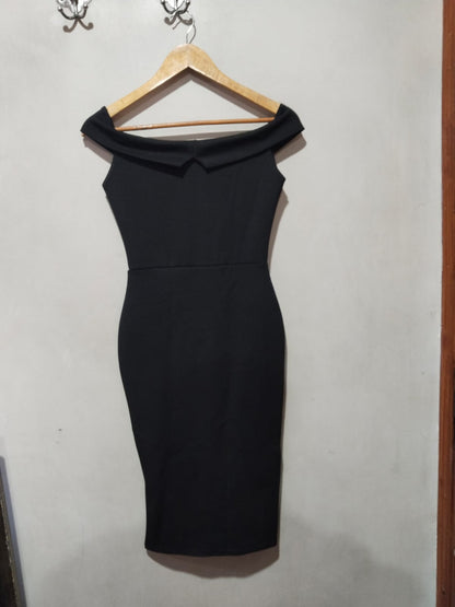 MISSGUIDED|XS|BUST 15|Black Off-the-Shoulder Midi Dress