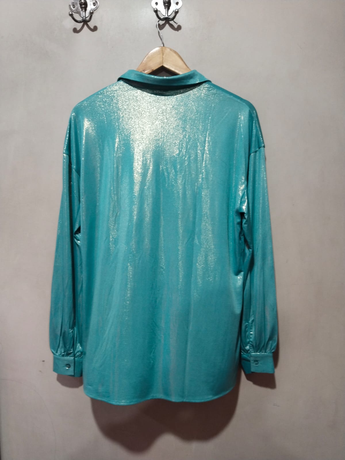 MODA MINX|S/M|BUST 21|Oversized Metallic Lame Shirt
