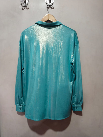 MODA MINX|S/M|BUST 21|Oversized Metallic Lame Shirt
