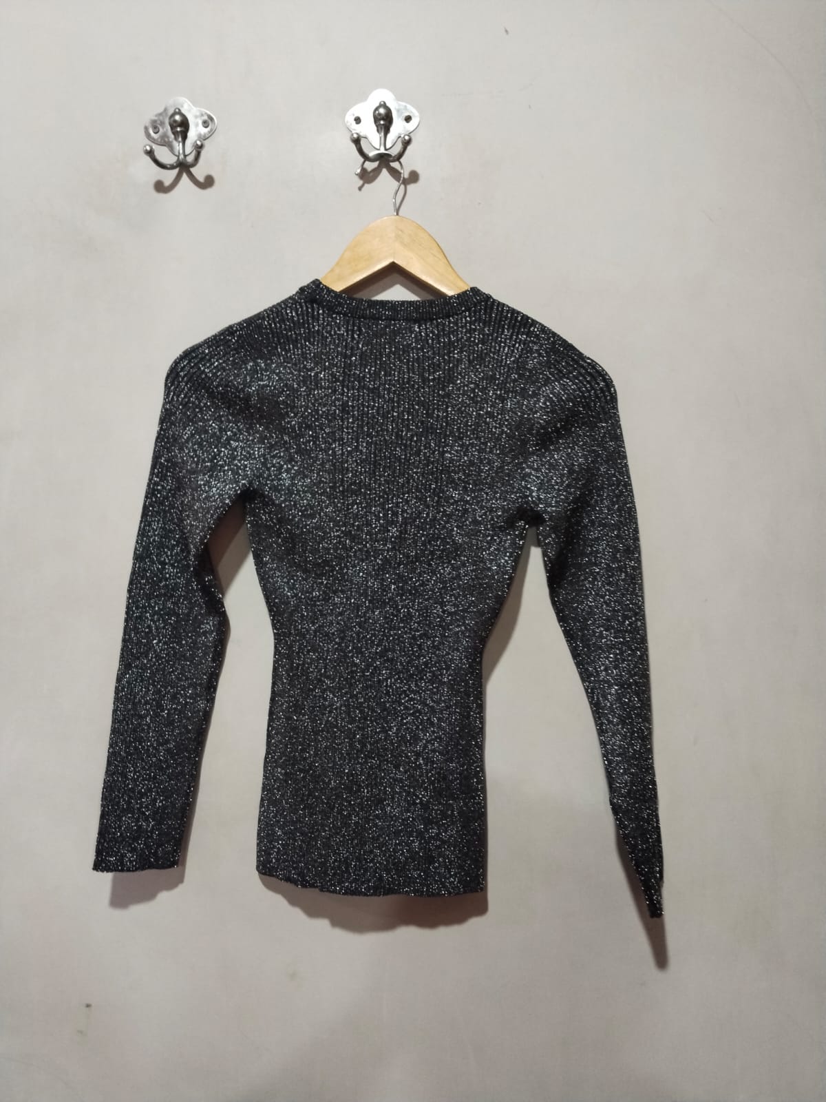 WAREHOUSE|S|BUST 12|Shimmer Fine-Knit Crew Neck Top