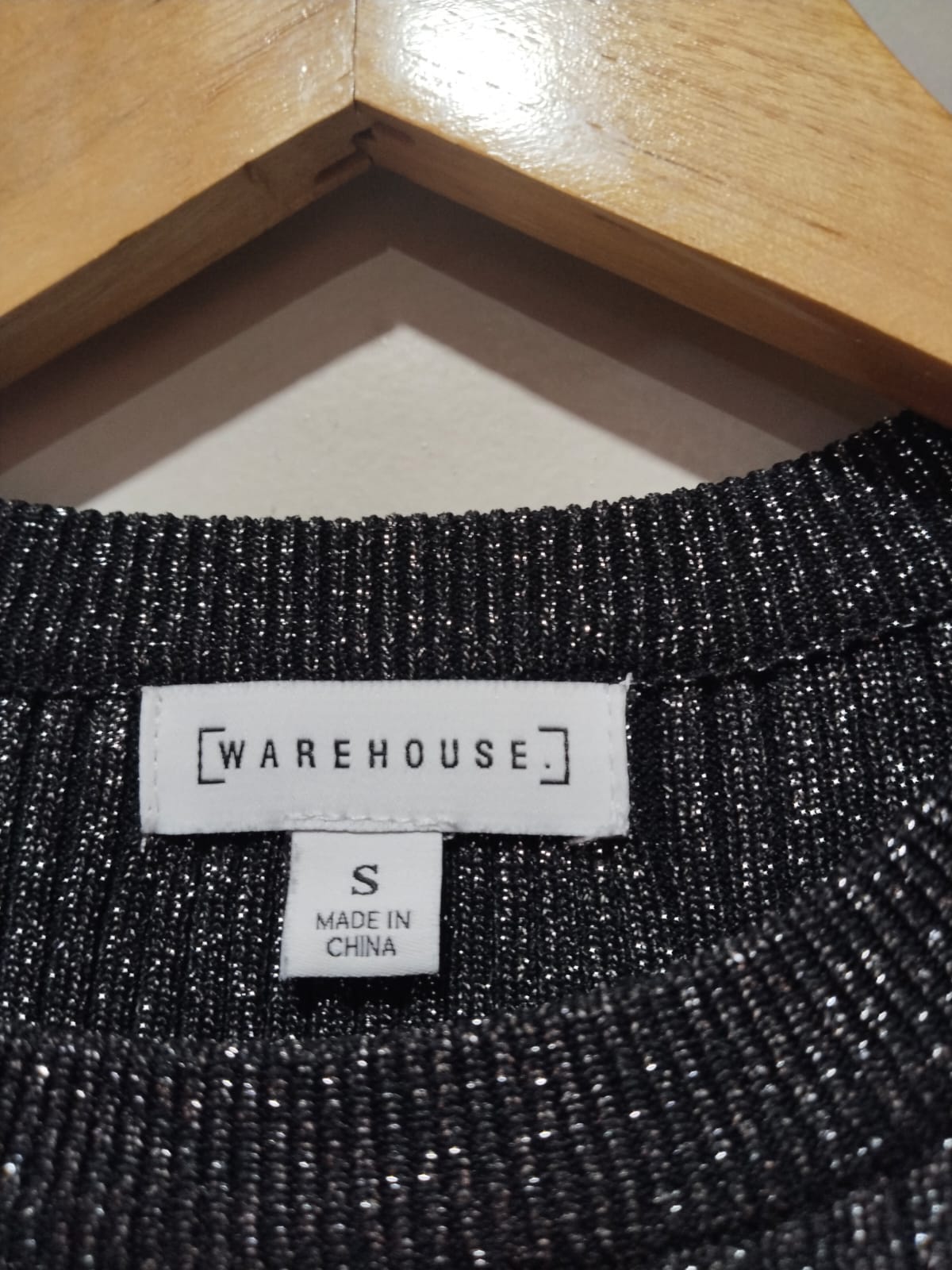 WAREHOUSE|S|BUST 12|Shimmer Fine-Knit Crew Neck Top