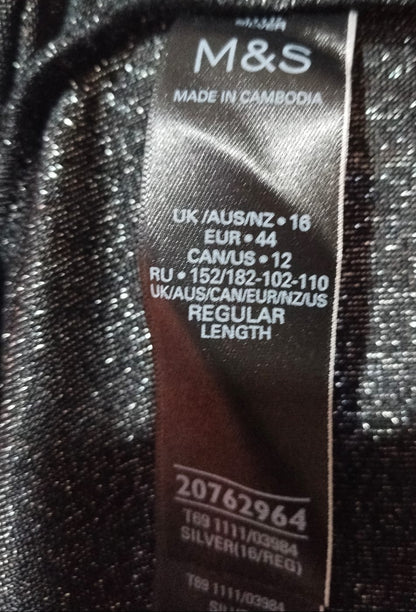 MARK&SPENCER|XL|BUST 21|Grey Metallic Faux Wrap Dress