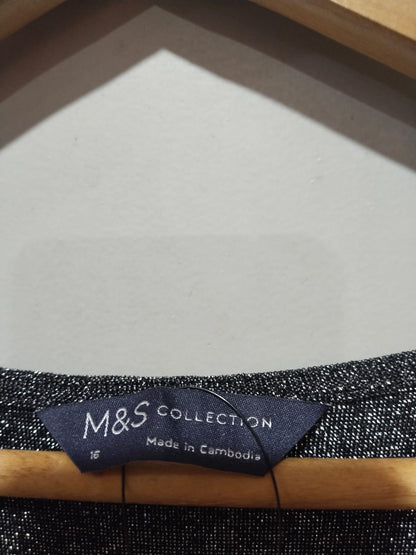 MARK&SPENCER|XL|BUST 21|Grey Metallic Faux Wrap Dress