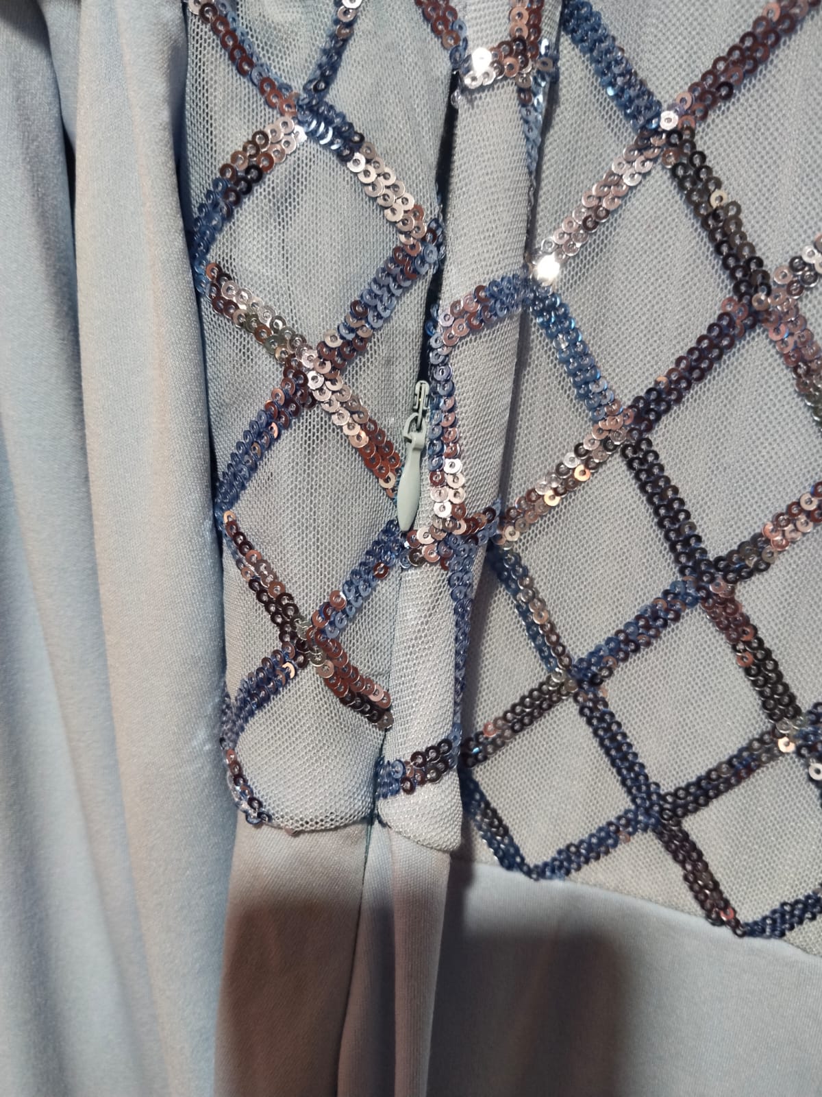 DHEIN CURVE|L/XL|BUST 20|Light Blue Sequin Maxi Dress