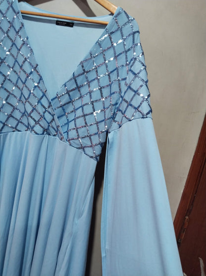 DHEIN CURVE|L/XL|BUST 20|Light Blue Sequin Maxi Dress