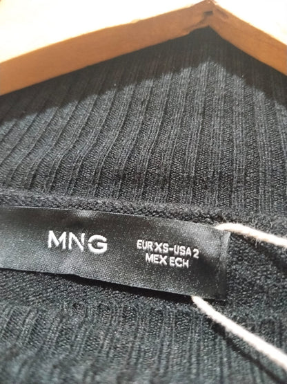 MNG COMMITED|XS/S|BUST 21.5|Black Ribbed Turtleneck Midi Dress