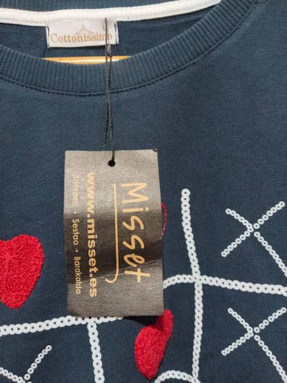 COTTONISSIMO|L|BUST 21|NAVY BLUE GRAPHIC SWEATSHIRT